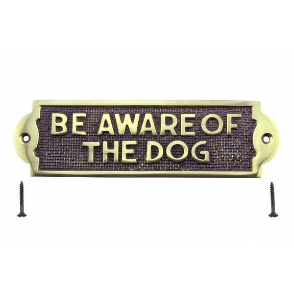 Renovators Supply Be Aware of Dog Sign 7" x 2" Keep Gate Closed Sign Cast Brass Please Close Gate Sign