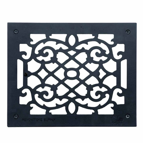 Renovators Supply Black Air Vent Registers, Grilles and Vents 11-3/8" x 9-1/2" Cast Aluminum Wall/Ceiling/Floor Vent Register