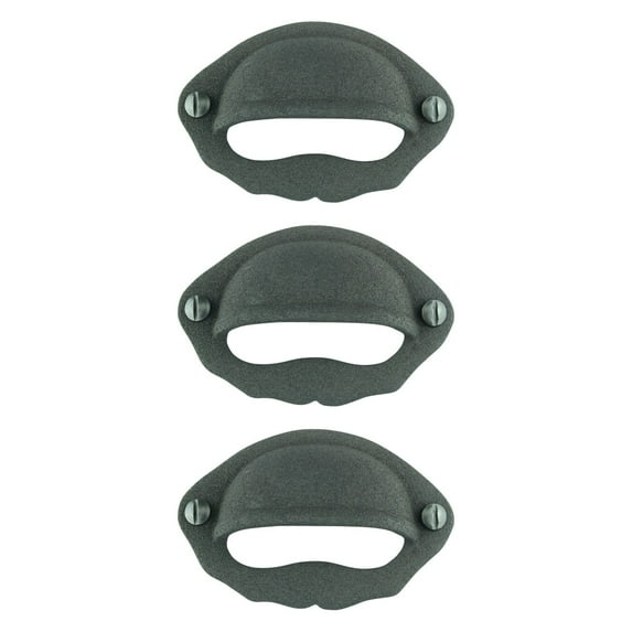 Renovators Supply Black Cabinet Cup Bin Pull 3" W x 2" H Antique Wrought Iron Kitchen Drawer or Dresser Handles w/Rust Resistant Cup Bin Pulls w/Screws Pack of 3
