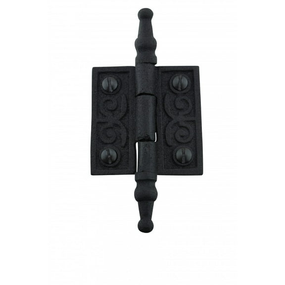Renovators Supply Black Cabinet Door Hinge 2" Rust Resistant Wrought Iron Butt Hinge Victorian Steeple Tip Flush Mount Hinges w/Hardware