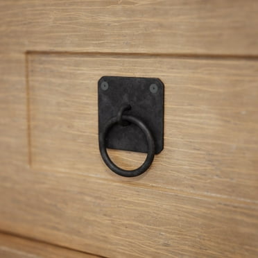 Renovators Supply Black Cabinet Handles 2" x 2" Cast Iron Mission Ring Drawer Pulls for Cabinets and Drawers w/Screws
