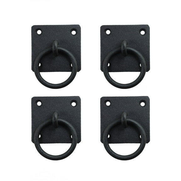 Renovators Supply Black Cabinet Handles 2" x 2" Wrought Iron Mission Ring Drawer Pulls for Cabinets and Drawers w/Screws