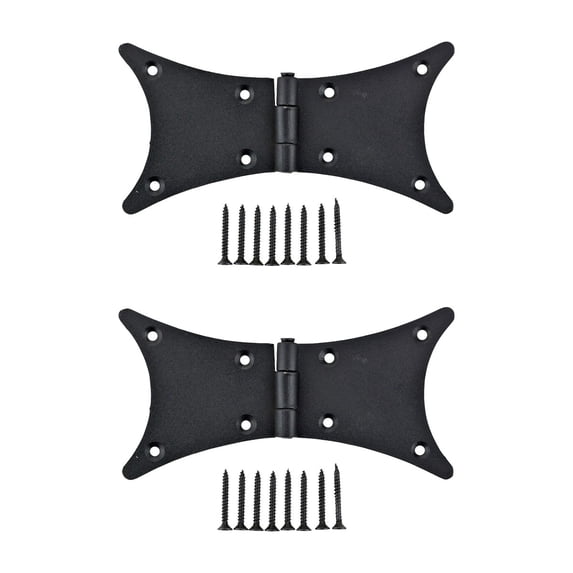 Renovators Supply Black Cabinet Hinge for Cabinet Door 3" Rust Resistant Wrought Iron Butterfly Flush Mount Door Hinges for Kitchen Cabinets w/Hardware, Pack of 2