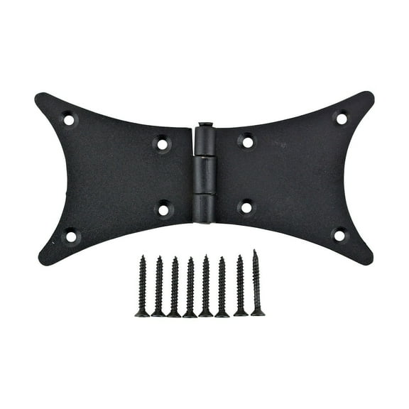 Renovators Supply Black Cabinet Hinge for Cabinet Door 3" Rust Resistant Wrought Iron Butterfly Flush Mount Door Hinges for Kitchen Cabinets w/Hardware