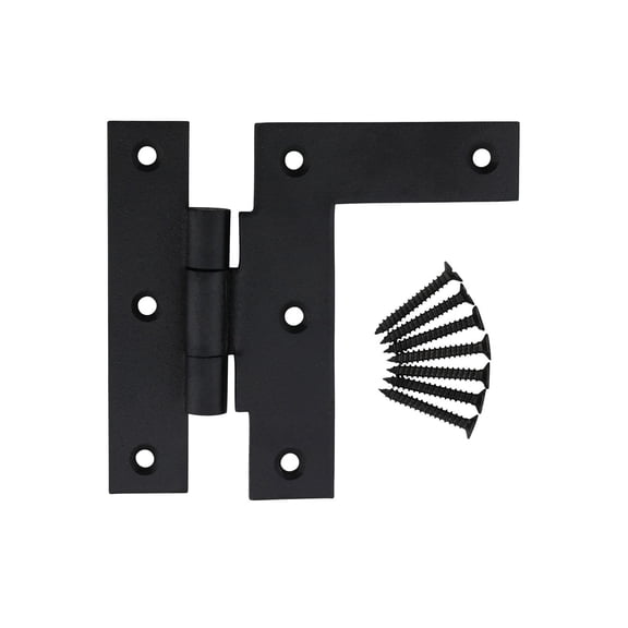Renovators Supply Black Cabinet Hinges 3.5 in HL Offset Hinge Right Wrought Iron Kitchen Cabinet Hinge w/Hardware