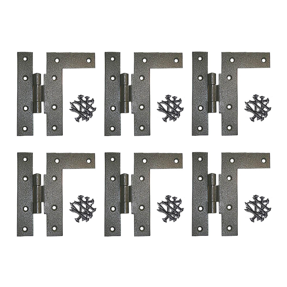 Black Wrought Iron Kitchen Cabinet Hinges, Pack of 6