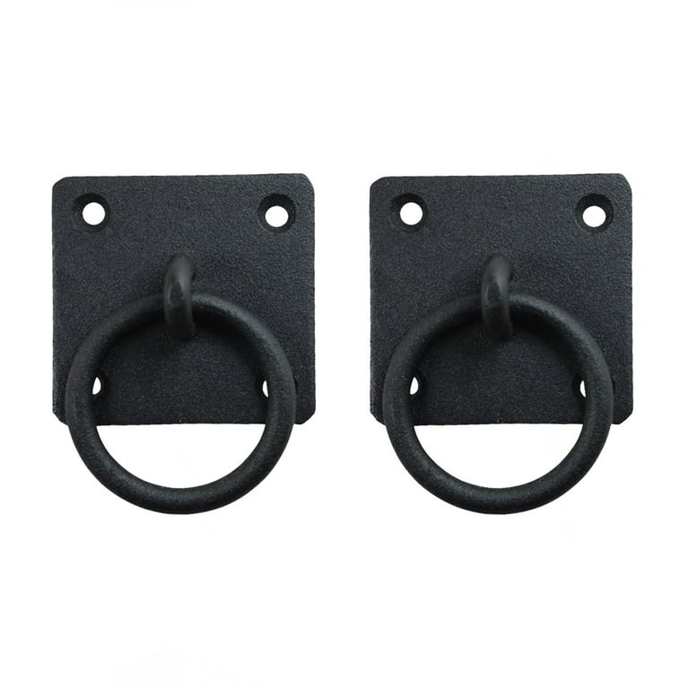 Renovators Supply Black Cast Iron Mission Ring Cabinet Pulls Antique Drop  Style Swing Ring Handles Square Backplate Drawer Pulls Rust Resistant