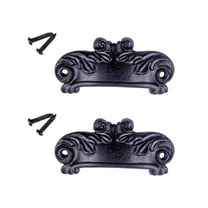 Black Wrought Iron Drawer Cabinet Cup Bin Pull 4" W x 1.5" H Colonial Decorative Dresser Rust Resistant Cup Bin Pulls with Screws Renovators Supply