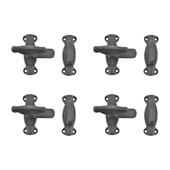 Renovators Supply Black Flip Door Latch 3" x 2" Antique Wrought Iron Small Metal Flip Sliding Latches forWindows or Cabinet Doors Rust Resistant Locks w/Screws Pack of 4