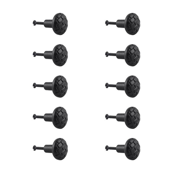 Renovators Supply Black Iron Kitchen Cabinet Knob Pull Round Brick style Black Powder Coat Finish Decorative Metal Knobs for Kitchen Cabinet or Drawer Pull Handle w/Screws Pack of 10