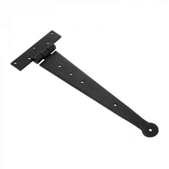 Renovators Supply Black Iron T Strap Hinge 12" L Modern Decorative Outdoor Bean Tee Hinge Rust Resistant Wooden Cabinet Door or Gate Hinges w/Screws