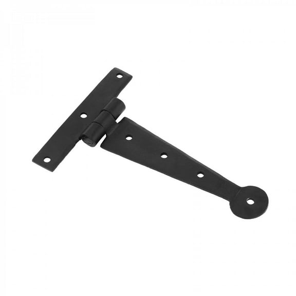 Renovators Supply Black Iron T Strap Hinge 6" L Modern Decorative Outdoor Bean Tee Hinge Rust Resistant Wooden Cabinet Door or Gate Hinges w/Screws