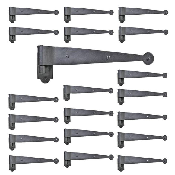 Renovators Supply Black Offset Strap Lift Off Pintle Hinge 11 x 2 5/8" L Wrought Iron Pin Hinges forShutters, Doors or Gates Offsets w/Hardware Pack of 20