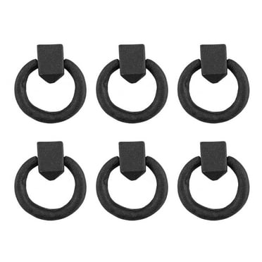 Renovators Supply Black RSF Iron Rustproof Cabinet Pull Ring Set of 6