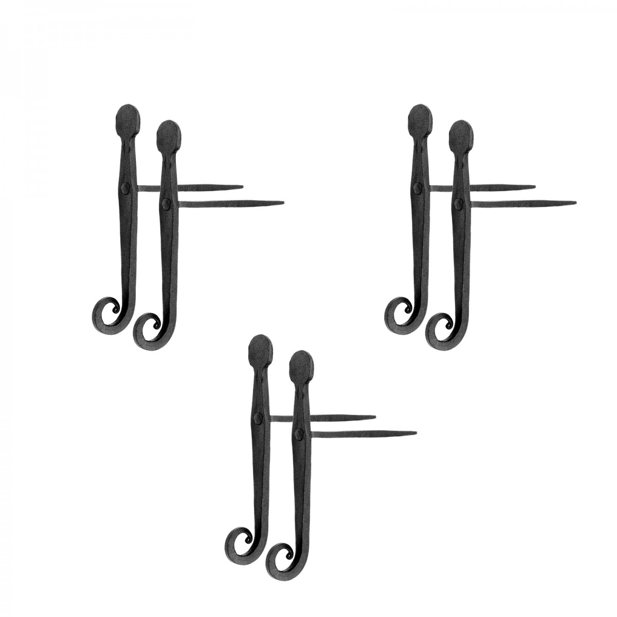 Renovators Supply Black Shutter Dogs 7 in Rat Tail Shaped Wrought Iron