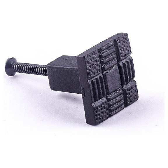 Renovators Supply Black Square Iron Cabinet Knob Pull Decorative Aztec Rust Resistant Vintage Metal Knobs for Kitchen Cabinet or Drawer Handles w/Screws