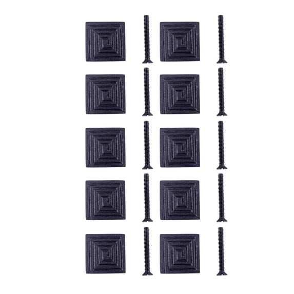 Renovators Supply Black Square Iron Kitchen Cabinet Knob Pull Decorative Maze style Powder Coat Finish Vintage Metal Knobs for Kitchen Cabinet or Drawer Pull Handle w/Screws Pack of 10
