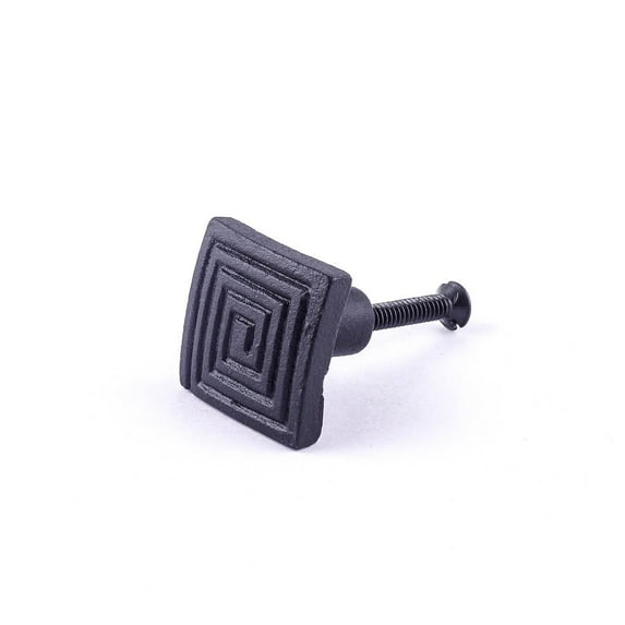 Renovators Supply Black Square Iron Kitchen Cabinet Knob Pull Decorative Maze style Powder Coat Finish Vintage Metal Knobs for Kitchen Cabinet or Drawer Pull Handle w/Screws