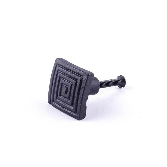 Renovators Supply Black Square Iron Kitchen Cabinet Knob Pull Decorative Maze style Powder Coat Finish Vintage Metal Knobs for Kitchen Cabinet or Drawer Pull Handle w/Screws