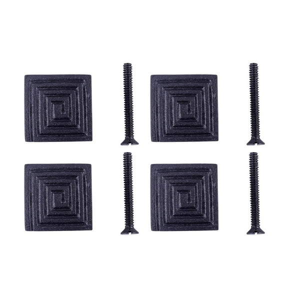 Renovators Supply Black Square Iron Kitchen Cabinet Knob Pull Decorative Maze style Powder Coat Finish Vintage Metal Knobs for Kitchen Cabinet or Drawer Pull Handle w/Screws Pack of 4