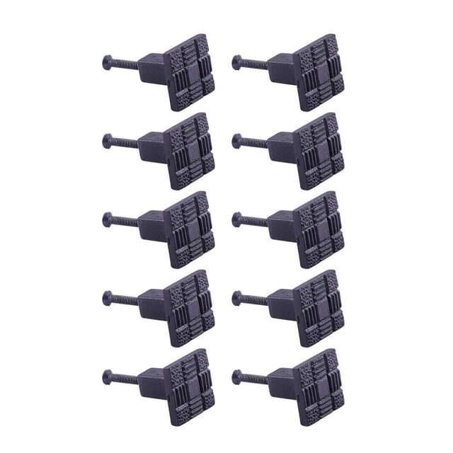 Renovators Supply Black Square Wrought Iron Cabinet Knob Pull Decorative Aztec Rust Resistant Vintage Metal Knobs for Kitchen Cabinet or Drawer Handles w/Screws Pack of 10