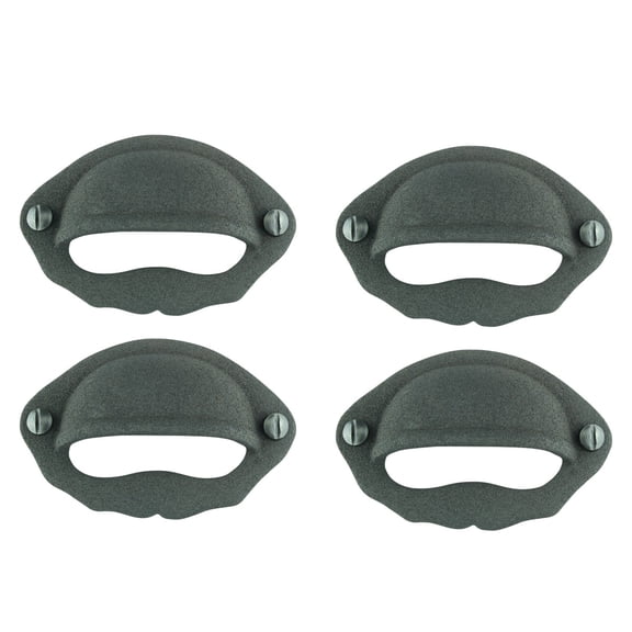 Renovators Supply Black Wrought Iron Bin Pulls, Rustproof, 3in Wide, Set of 4