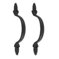 thumbnail image 1 of Renovators Supply Black Wrought Iron Cabinet Handle 5.5" L Rustic Ornate Pull Handle Rust Resistant Vintage Drawer and Dresser Door Pulls w/Screws Pack of 2, 1 of 8