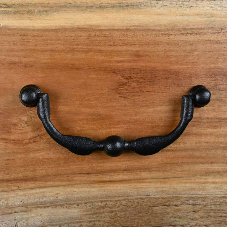 Renovators Supply Black Wrought Iron Drawer Bail Pull 6 L Antique Kitchen  Cabinet Drop Style Swing Handles Powder Coat Finish Complete Mounting  Hardware 