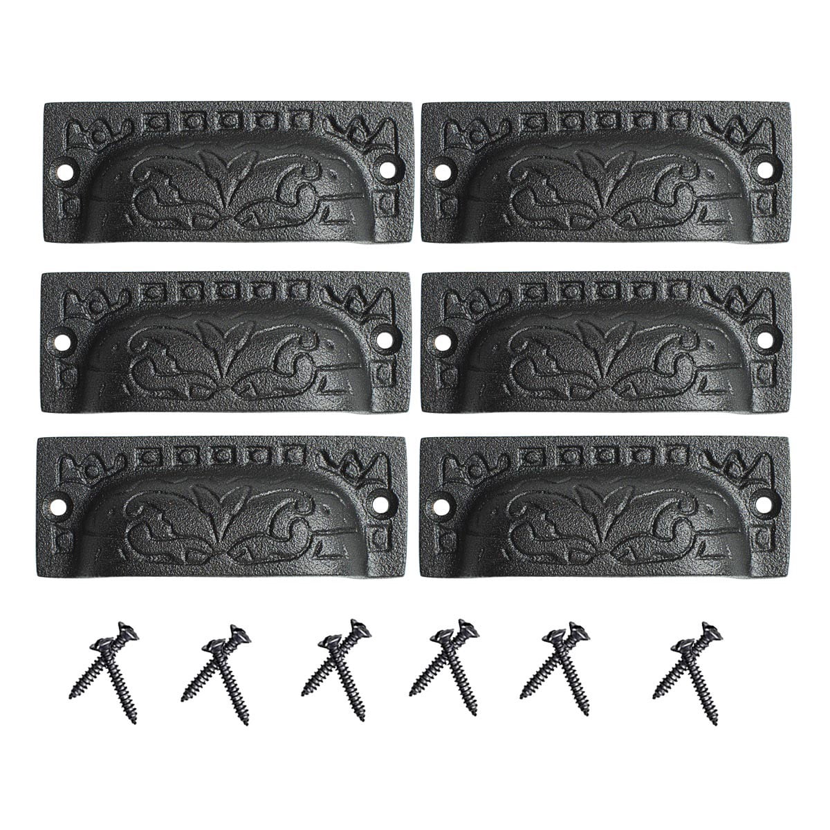 A29 Cast Iron Bin Pulls - Vintage Rustic Cabinet Handles, Pack Of 10 | 4.5 Inch Length, 4 Inch Center-to-Center