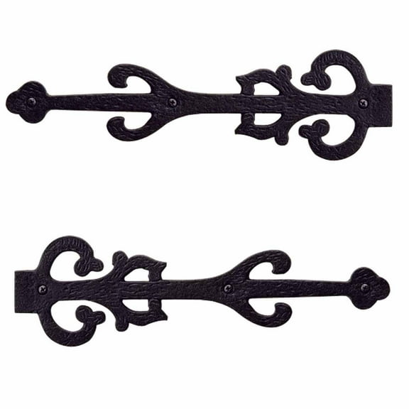 Renovators Supply Black Wrought Iron Garage Door Decorative Hardware 11 in Rust Resistant Dummy Strap Hinge w/Screws, Pack of 2
