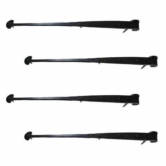 Renovators Supply Black Wrought Iron Lift Off Pintle Strap Hinge 16-1/4 in Reversible Pintle Bean Strap Gate and Door Hinges Hardware, Pack of 4