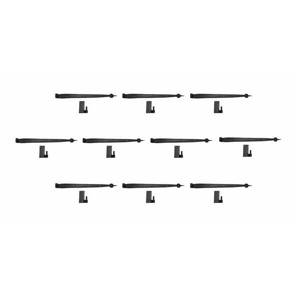 Renovators Supply Black Wrought Iron Lift Off Pintle Strap Hinge 24.5 in Reversible Pintle Strap Gate and Door Hinges w/Hardware Pack of 10