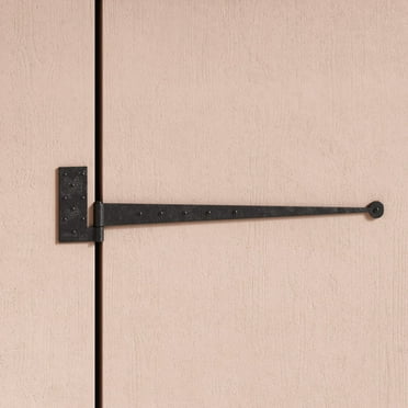Renovators Supply Black Wrought Iron Lift Off Pintle Strap Hinge 24 in Rustic Reversible Pintle Bean Strap Gate and Door Hinges w/Hardware