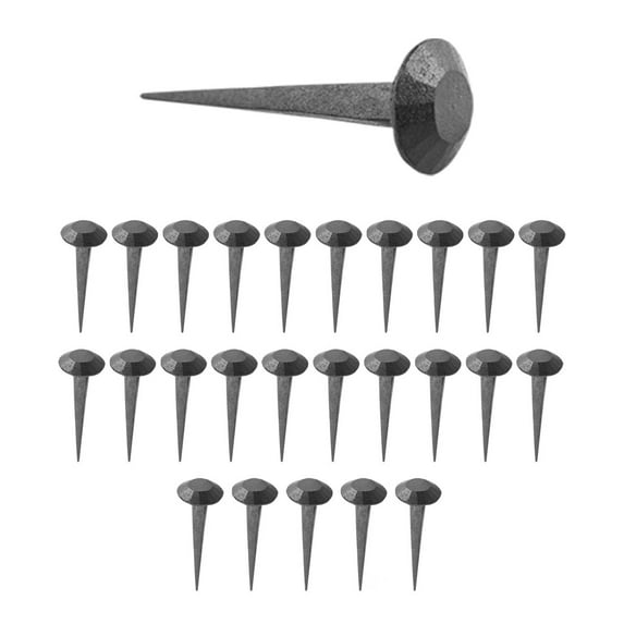 Renovators Supply Black Wrought Iron Nails 1 in. Dia x 2 3/4 in. L Round Clavos Decorative Nails for Barn, Gate, Window Shutter or Doors Home Hardware Pack of 25