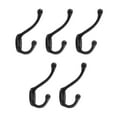 thumbnail image 1 of Renovators Supply Black Wrought Iron Robe and Coat Double Hooks 5" L Rustic Entry Way Hat or Jacket Hanger Wall Mount Rust Resistant Bathroom Towel Hooks w/Hardware Pack of 5, 1 of 4