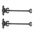 thumbnail image 1 of Renovators Supply Black Wrought Iron Shed Door Hinge 12.5 in Vintage Style Decorative Flush Mount Cast Iron Barn Door Shed Hinge w/Hardware Pack of 2, 1 of 7