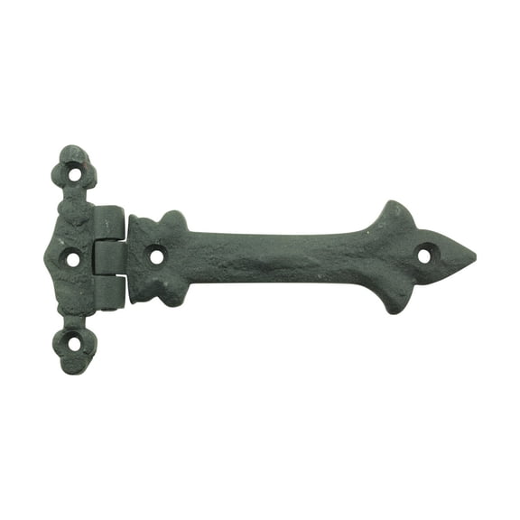 Renovators Supply Black Wrought Iron Strap Hinge 5 in Southern Charm Style Spear Tip Flush Mount Heavy Duty Strap Gate and Door Hinges w/Hardware