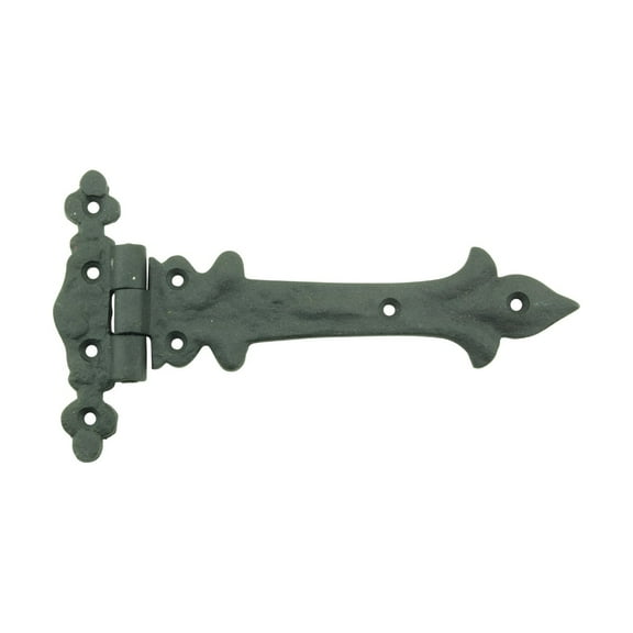 Renovators Supply Black Wrought Iron Strap Hinge 7 in Southern Charm Style Spear Tip Flush Mount Heavy Duty Strap Gate and Door Hinges w/Hardware