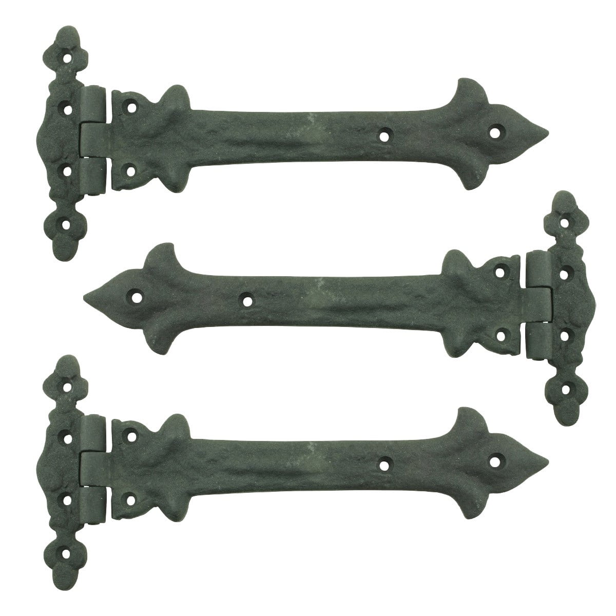 Renovators Supply Black Wrought Iron Strap Hinge 9 in Southern Charm Style Spear Tip Flush Mount