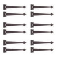 thumbnail image 1 of Renovators Supply Black Wrought Iron Strap Hinge Pair 7-3/8 in Spear Tip Flush Mount Heavy Duty Strap Gate and Door Hinges w/Hardware Pack of 6, 1 of 4