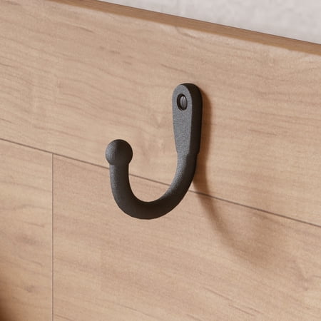Renovators Supply Black Wrought Iron Wall Coat Hook 2" Proj. Single Hooks for Towel, Kitchenware, Robe or Jacket Rust Resistant Hanger Hooks w/Hardware Pack of 5
