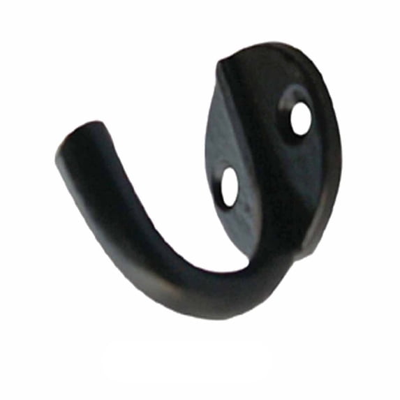 Renovators Supply Black Wrought Iron Wall Coat Hook Durable 1.6" L Single Hooks forTowel, Kitchenware, Robe or Jacket Wall Mount Rust Resistant Hanger Hooks w/Hardware Pack of 25