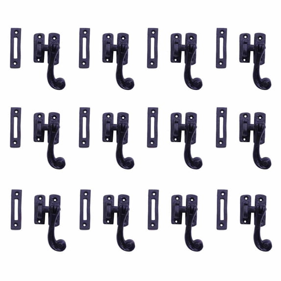 Renovators Supply Black Wrought Iron Window Sash Lock 3.75 in Window Locks w/Screws Pack of 12