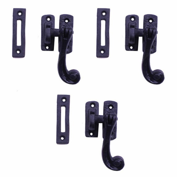 Renovators Supply Black Wrought Iron Window Sash Lock 3.75 in Window Locks w/Screws Pack of 3
