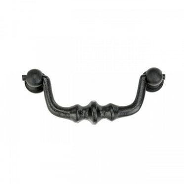 Renovators Supply Black Wrought iron Drawer Bail Pull 4.38 in. L Antique Kitchen Cabinet Drop Style Swing Handles Rust Resistant Powder Coat Finish w/Screws