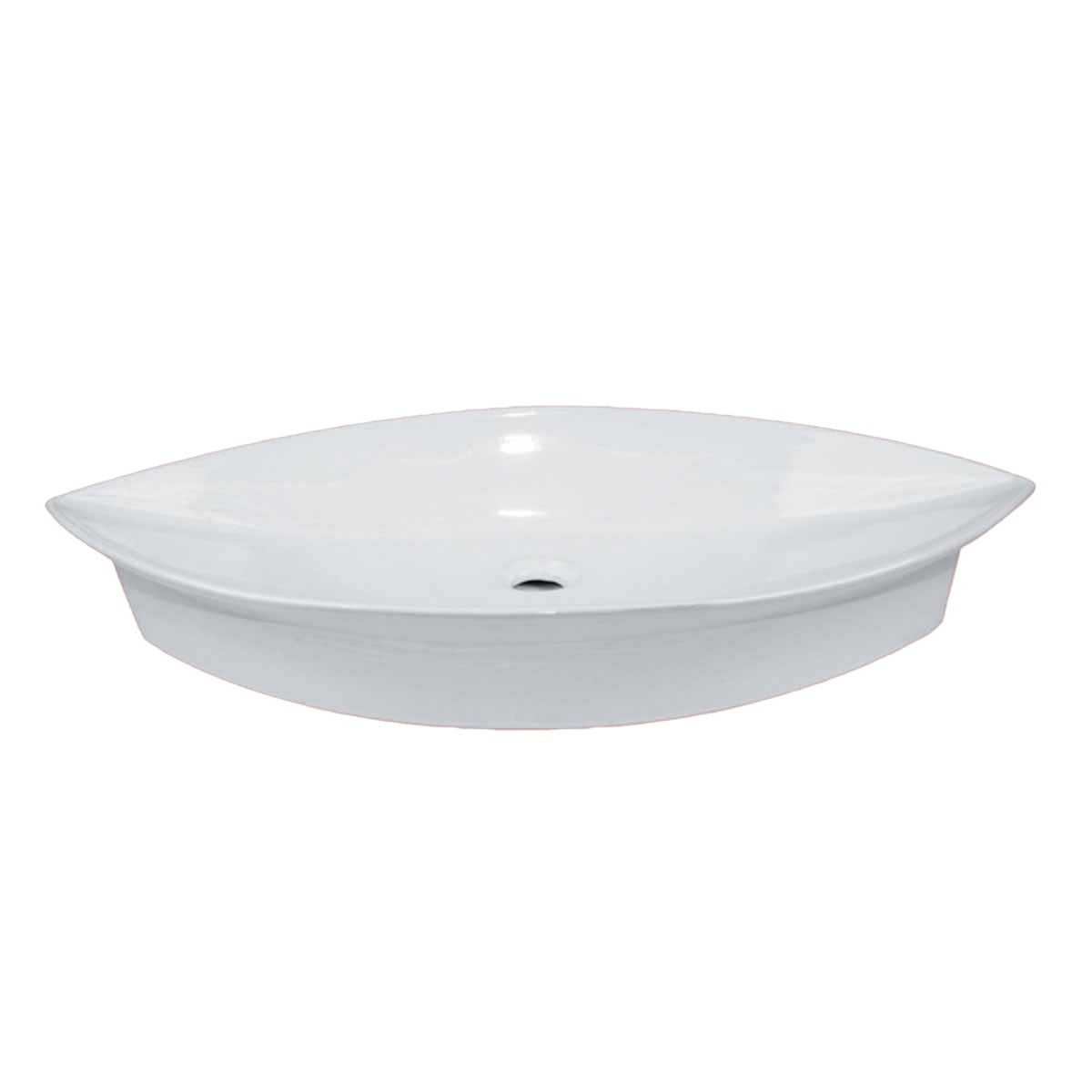 White Ceramic Oval Above-Counter Vessel Sink with Reno-Gloss Finish