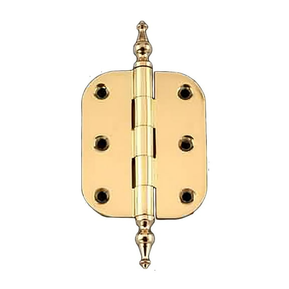 Renovators Supply Brass Cabinet Door Hinge 2.5" Small Kitchen Cabinet Hinge w/Stainless Steel Removable Radius Temple Tip Pins and Hardware