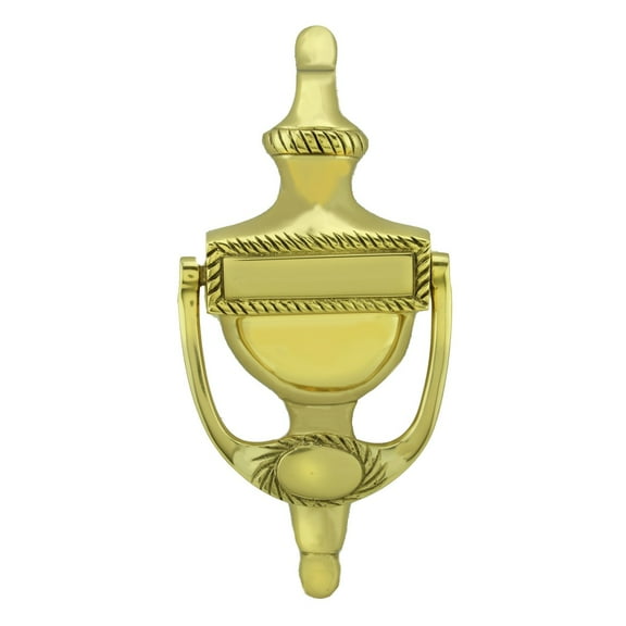 Renovators Supply Brass Door Knocker 6.5" Tall Traditional Roped Style Antique Front Door or Gate Knockers Lacquered Brass Finish Metal Knockers w/Screws
