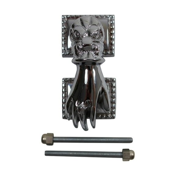 Renovators Supply Brass Door Knockers for Front Door 4" Ladies Hand Shaped Chrome Plated Brass Door Knocker w/Screws