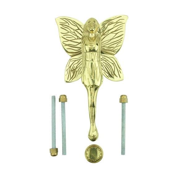 Renovators Supply Brass Door Knockers for Front Door 7" Flower Fairy Polished Brass Door Knocker w/Screws